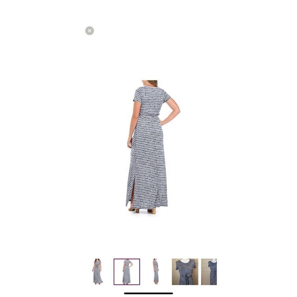 KAARI Blue Maxi Long Striped Dress Comfy Size S Revolve Knit Nautical stretch - Picture 9 of 9